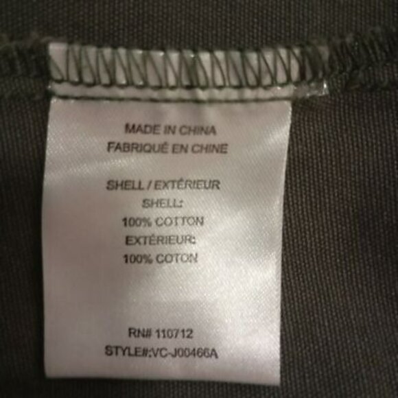 Vigoss Utility Jacket Olive Star Print Button Front Cinched Waist Womens - Picture 3 of 12